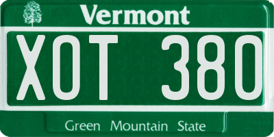 VT license plate XOT380