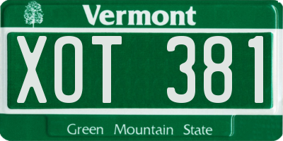 VT license plate XOT381