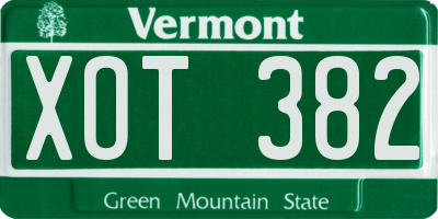 VT license plate XOT382