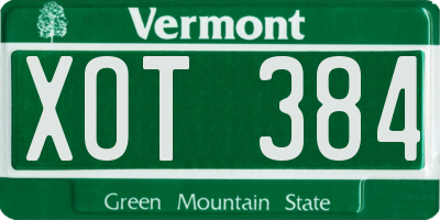 VT license plate XOT384