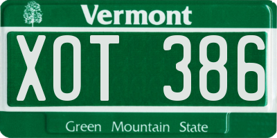 VT license plate XOT386