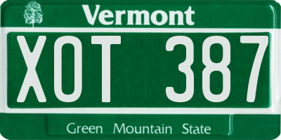 VT license plate XOT387