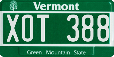 VT license plate XOT388