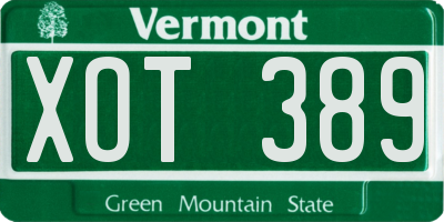 VT license plate XOT389