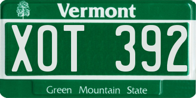 VT license plate XOT392