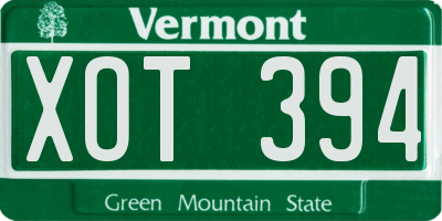 VT license plate XOT394