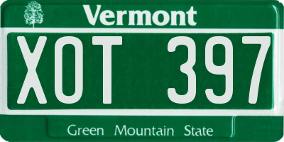 VT license plate XOT397