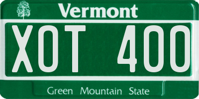 VT license plate XOT400