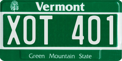 VT license plate XOT401