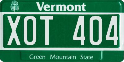 VT license plate XOT404