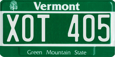 VT license plate XOT405