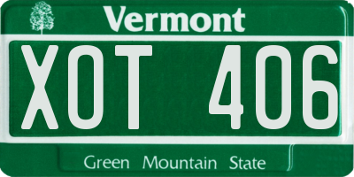 VT license plate XOT406