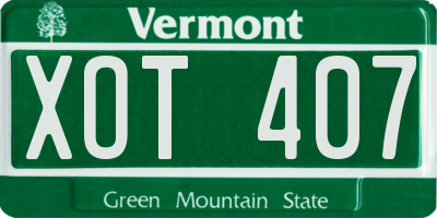VT license plate XOT407