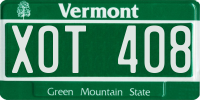 VT license plate XOT408