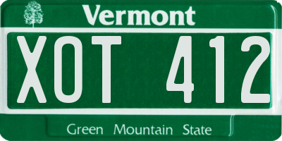 VT license plate XOT412