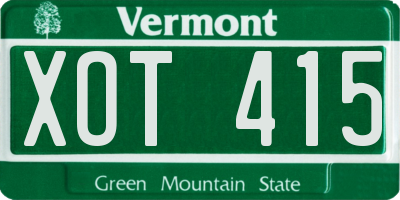 VT license plate XOT415