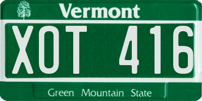VT license plate XOT416