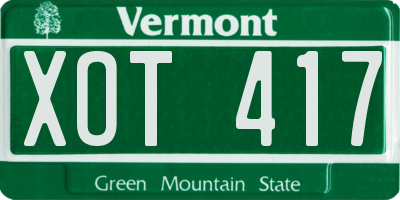 VT license plate XOT417