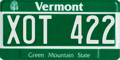 VT license plate XOT422