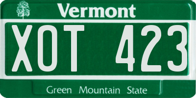 VT license plate XOT423