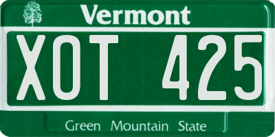 VT license plate XOT425