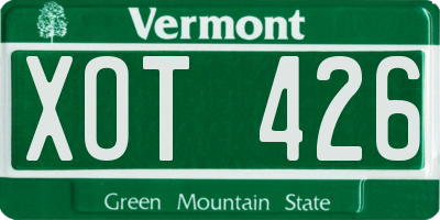 VT license plate XOT426