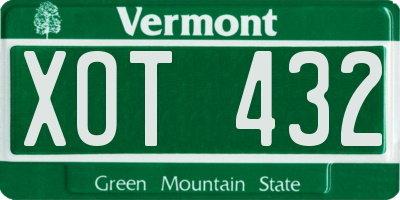 VT license plate XOT432