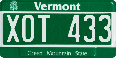 VT license plate XOT433