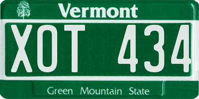 VT license plate XOT434
