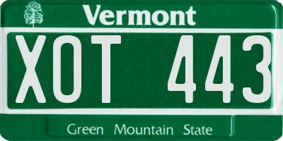 VT license plate XOT443