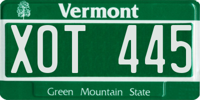 VT license plate XOT445