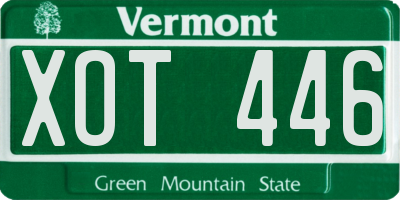 VT license plate XOT446