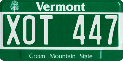VT license plate XOT447