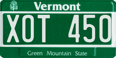 VT license plate XOT450