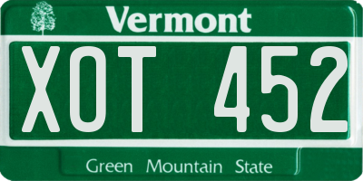 VT license plate XOT452