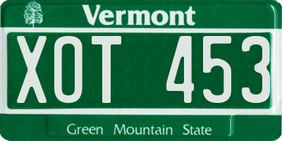 VT license plate XOT453