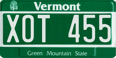 VT license plate XOT455