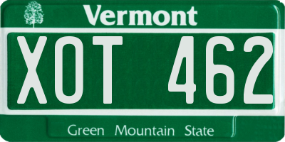VT license plate XOT462