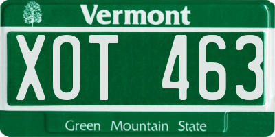 VT license plate XOT463