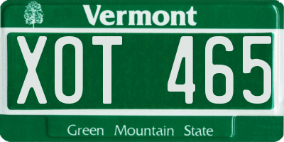VT license plate XOT465