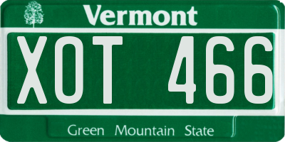 VT license plate XOT466
