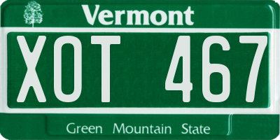 VT license plate XOT467