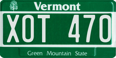 VT license plate XOT470
