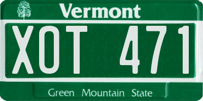VT license plate XOT471
