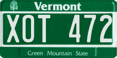 VT license plate XOT472