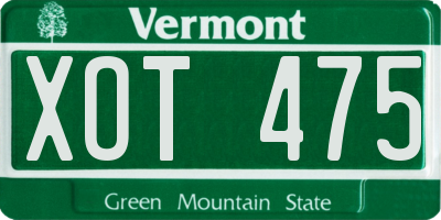 VT license plate XOT475