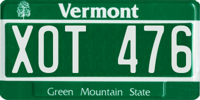 VT license plate XOT476