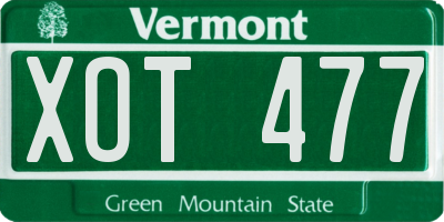 VT license plate XOT477