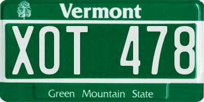 VT license plate XOT478