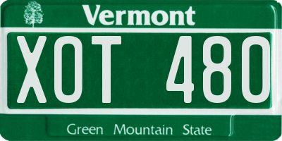 VT license plate XOT480